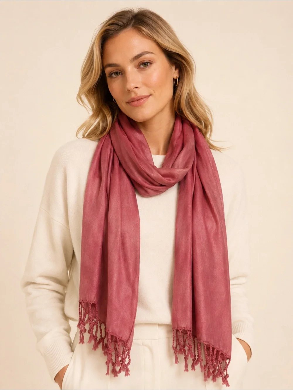 Berry Maroon Modal Scarf Fringe Matty Weave Lightweight Wrap NWT